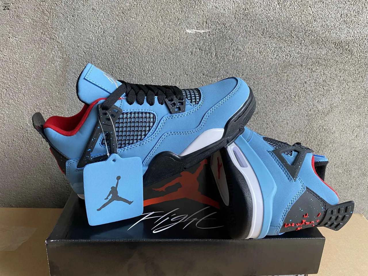Air Jordan 4 Tênis de Basquete Azul Claro Preto Vermelho 2