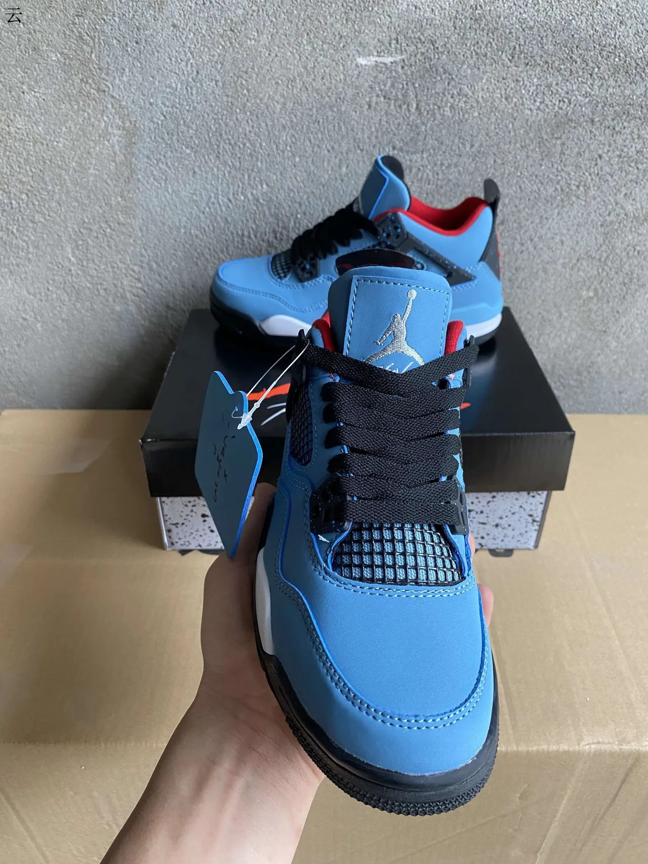 Air Jordan 4 Tênis de Basquete Azul Claro Preto Vermelho 4