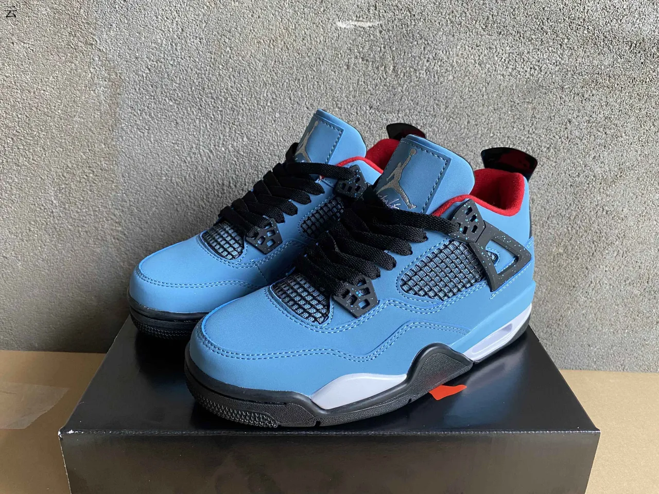 Air Jordan 4 Tênis de Basquete Azul Claro Preto Vermelho 5
