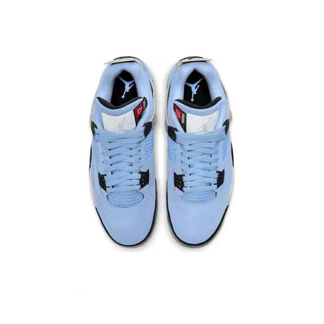 Zapatillas de baloncesto Air Jordan 4 de ante y malla azul claro 4