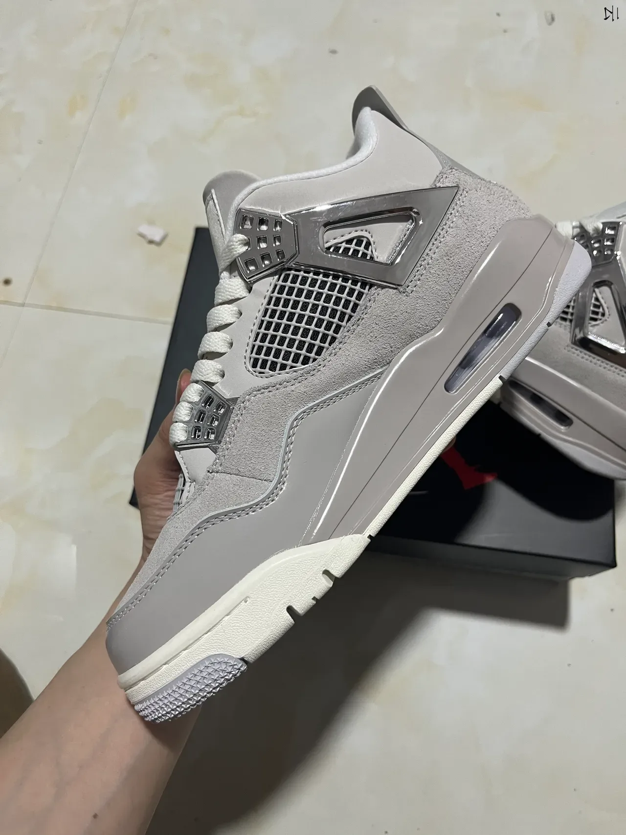 Air Jordan 4 Light Gray جلد وسويدي أحذية كرة السلة 4