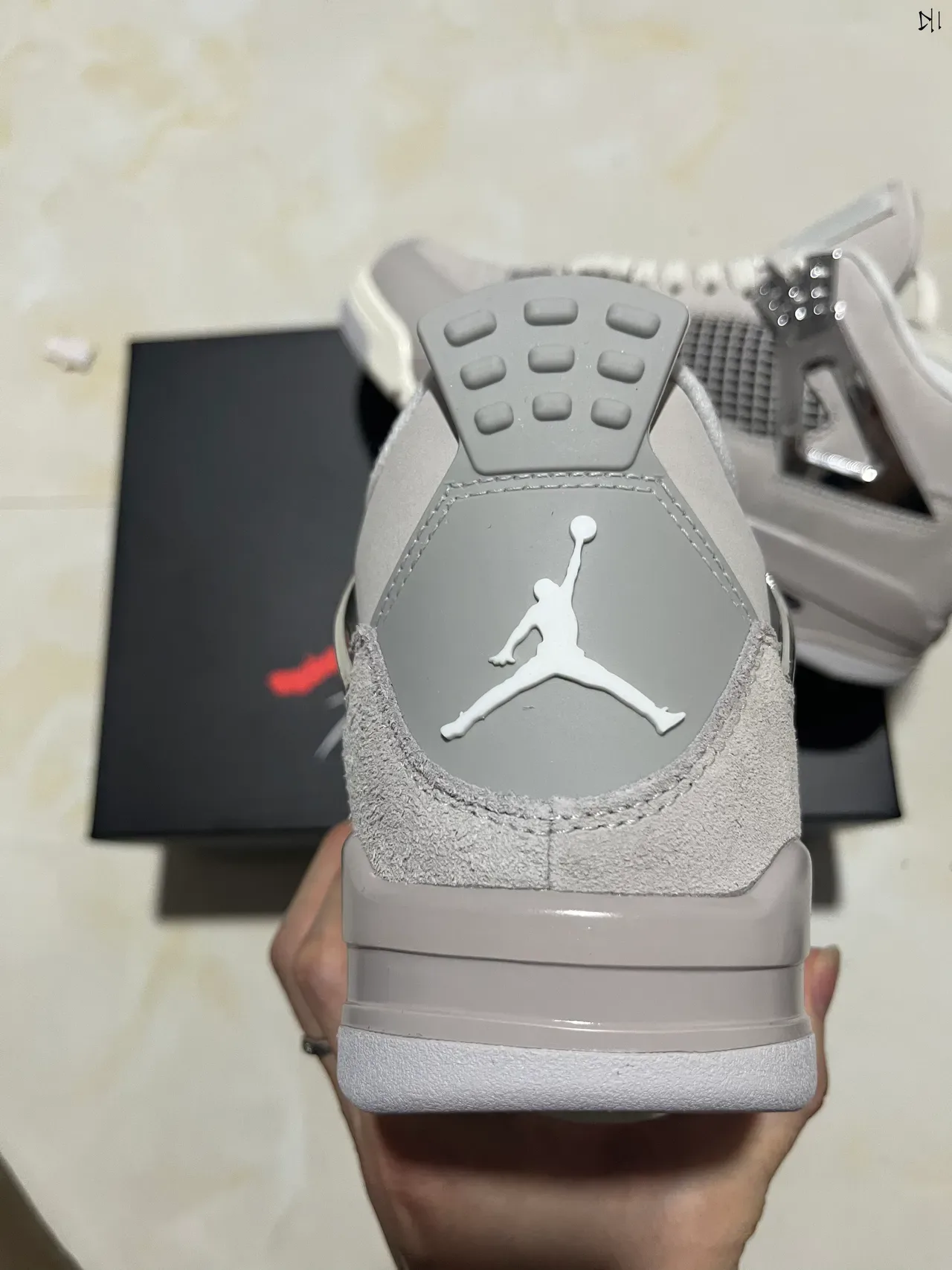 Air Jordan 4 Light Gray جلد وسويدي أحذية كرة السلة 6