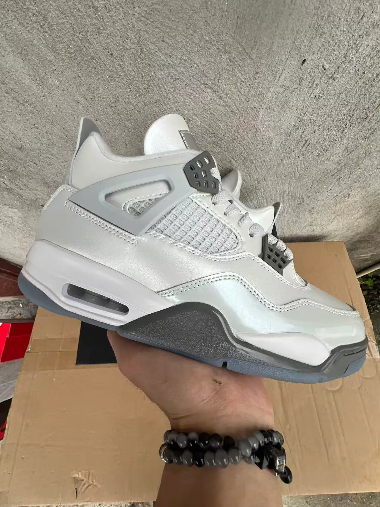 Zapatillas de baloncesto Air Jordan 4 gris plateado metálico 10