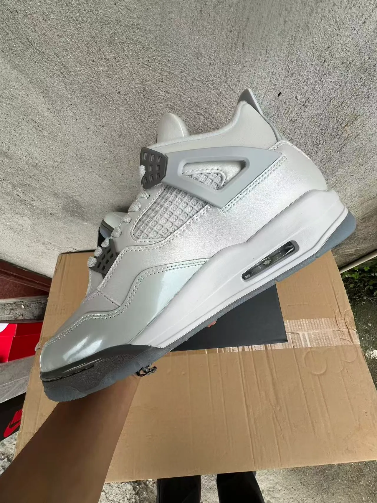 Zapatillas de baloncesto Air Jordan 4 gris plateado metálico 4
