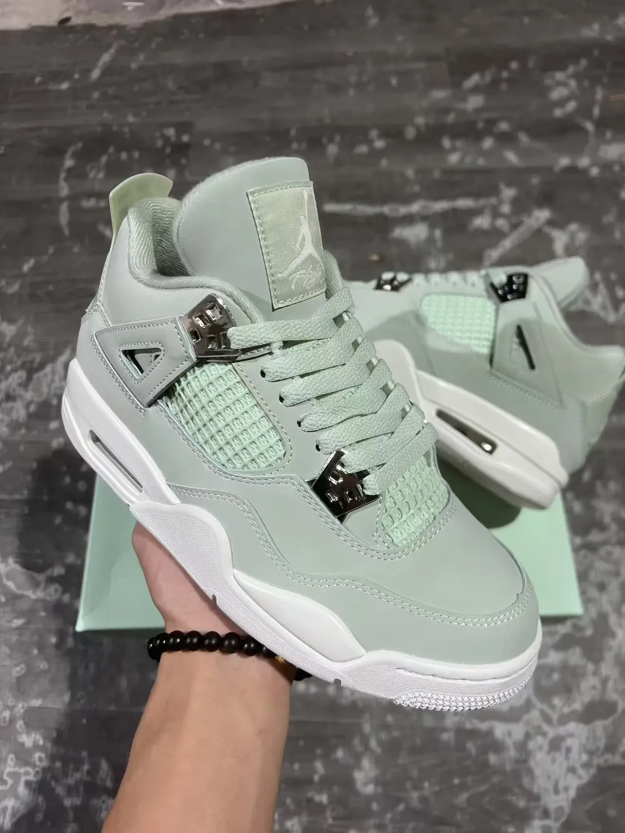 Air Jordan 4 Vert Menthe Blanc Chaussures de Basketball 2