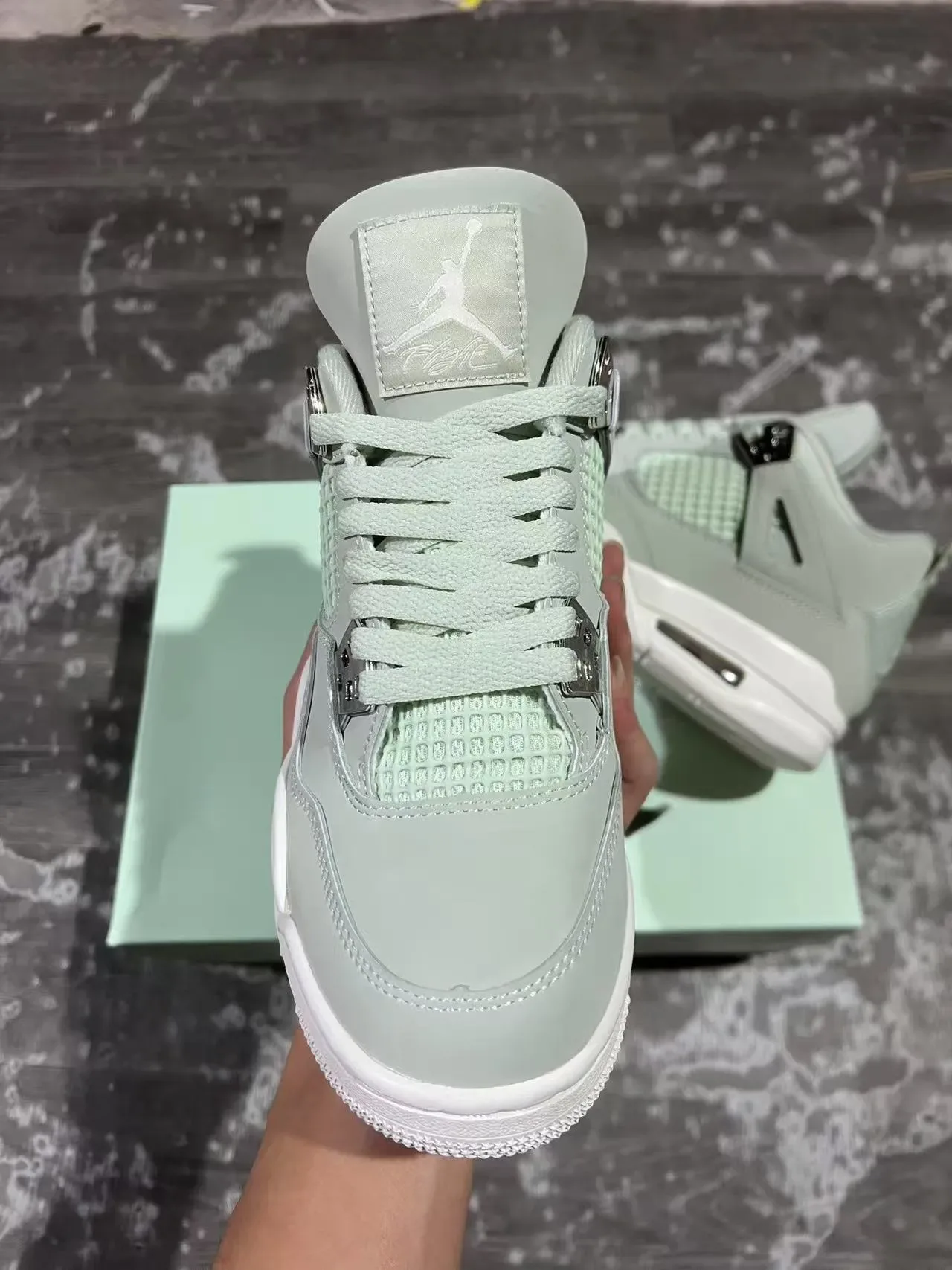Air Jordan 4 Vert Menthe Blanc Chaussures de Basketball 3