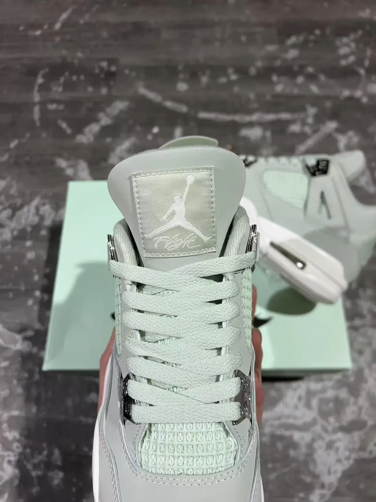 Air Jordan 4 Vert Menthe Blanc Chaussures de Basketball 4