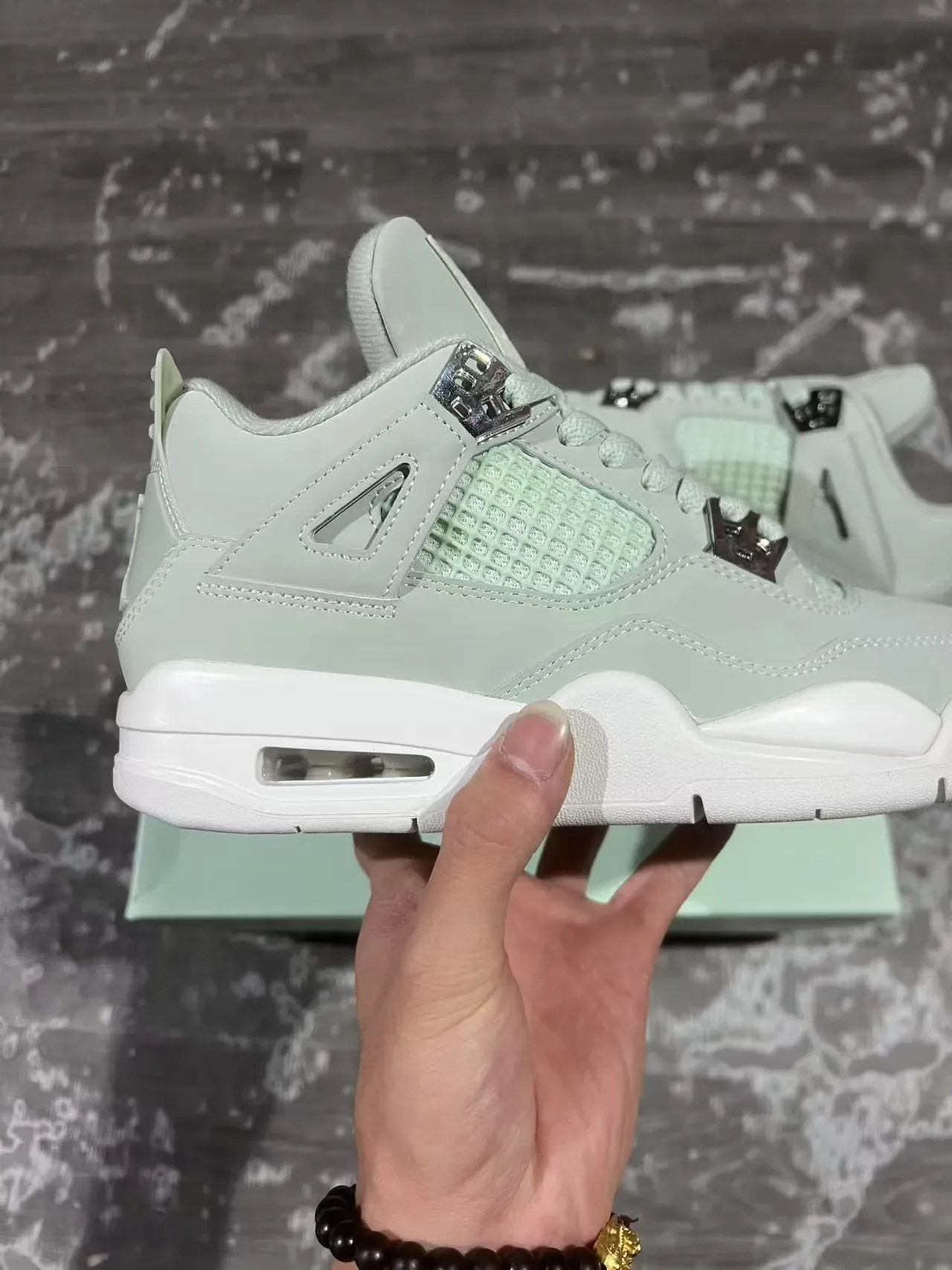 Air Jordan 4 Vert Menthe Blanc Chaussures de Basketball 7