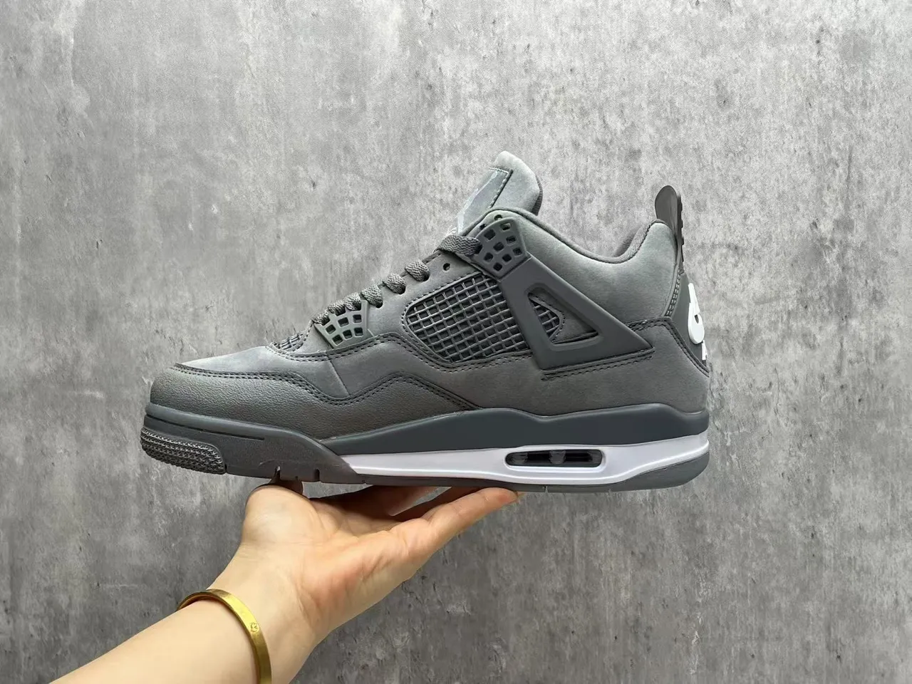 Tênis de basquete Air Jordan 4 cinza monocromático 12