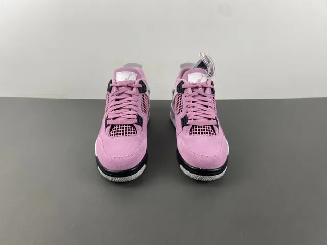 Zapatillas de baloncesto Air Jordan 4 de ante rosa y blanco moteado 11