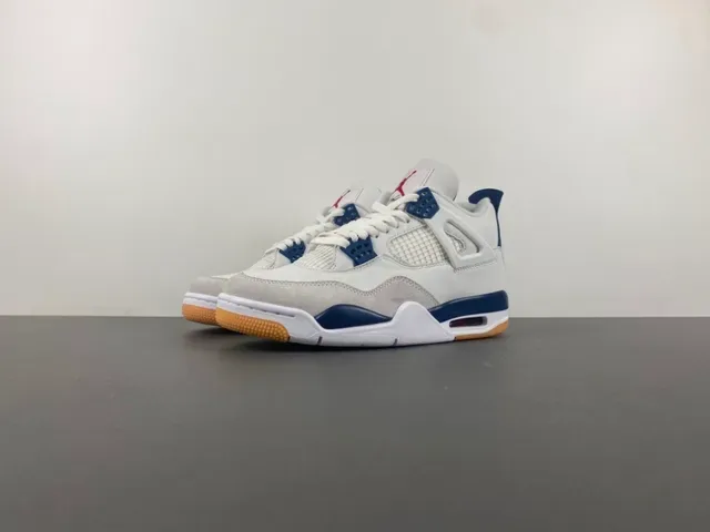 Air Jordan 4 Tênis de Basquete Branco Navy Gum 10