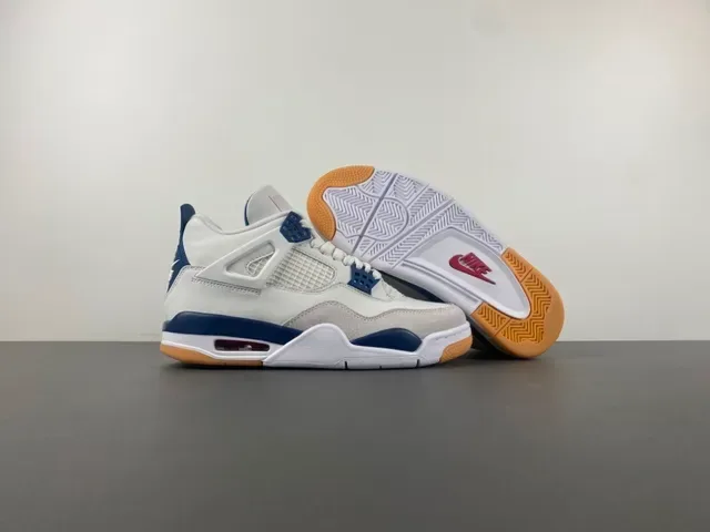 Air Jordan 4 Tênis de Basquete Branco Navy Gum 12