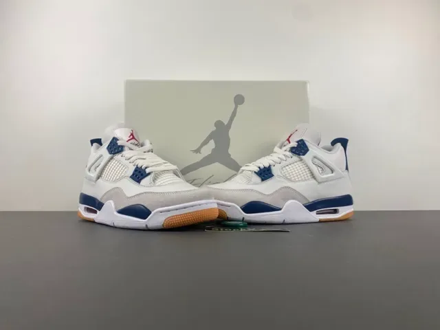 Air Jordan 4 Tênis de Basquete Branco Navy Gum 13