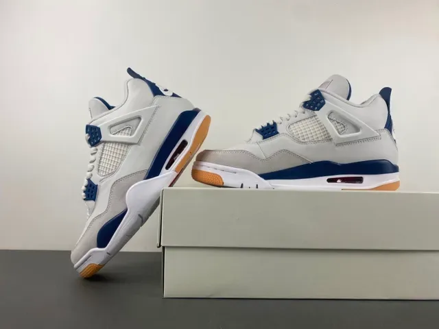Air Jordan 4 Tênis de Basquete Branco Navy Gum 14