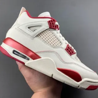 Tênis de basquete Air Jordan 4 branco e vermelho