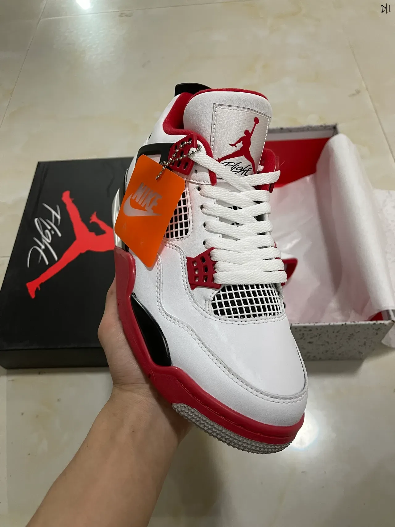 Air Jordan 4 White Red Black বাস্কেটবল জুতো 2