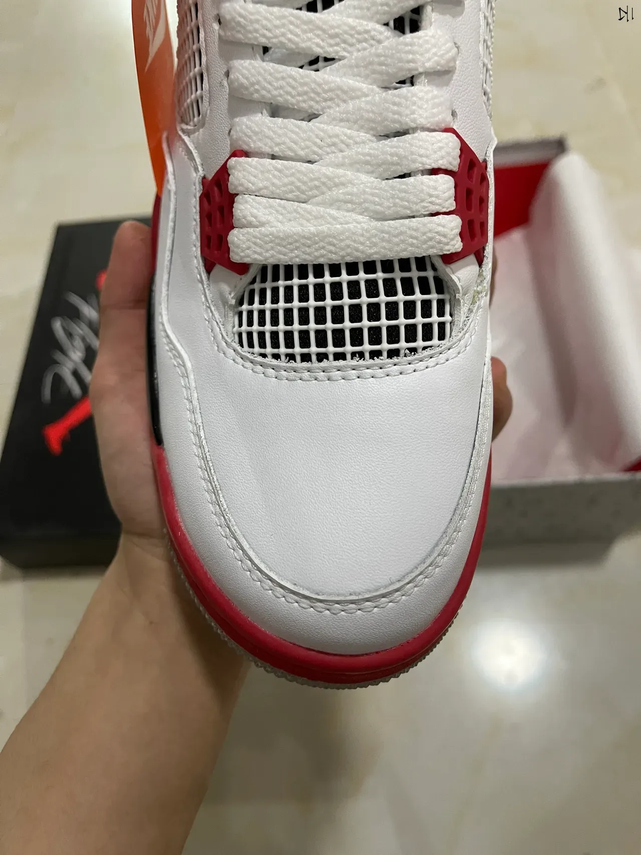Air Jordan 4 White Red Black বাস্কেটবল জুতো 3