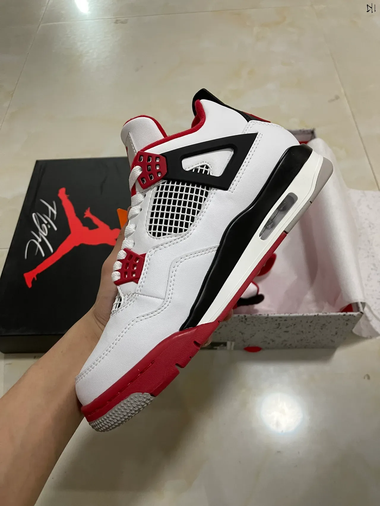 Air Jordan 4 White Red Black বাস্কেটবল জুতো 4