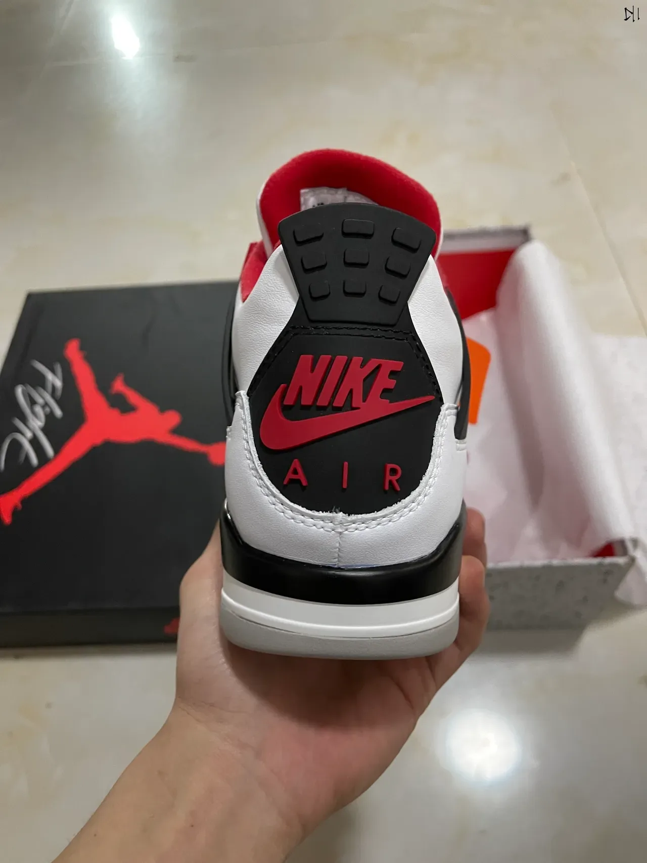 Air Jordan 4 White Red Black বাস্কেটবল জুতো 6