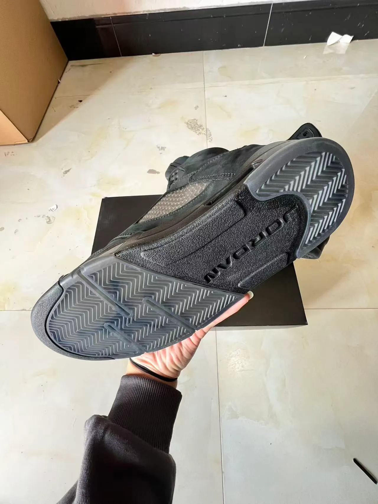 Air Jordan 5 Tout Noir Cuir suédé Chaussures de basket-ball 6