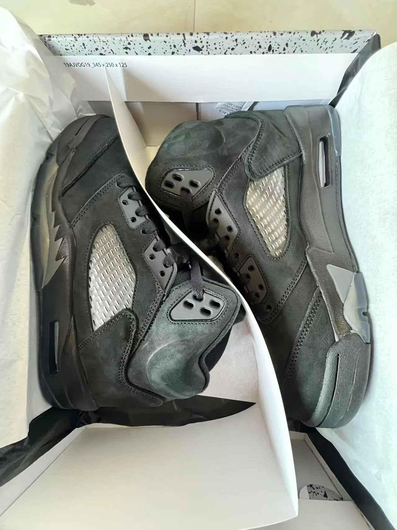 Air Jordan 5 Tout Noir Cuir suédé Chaussures de basket-ball 9