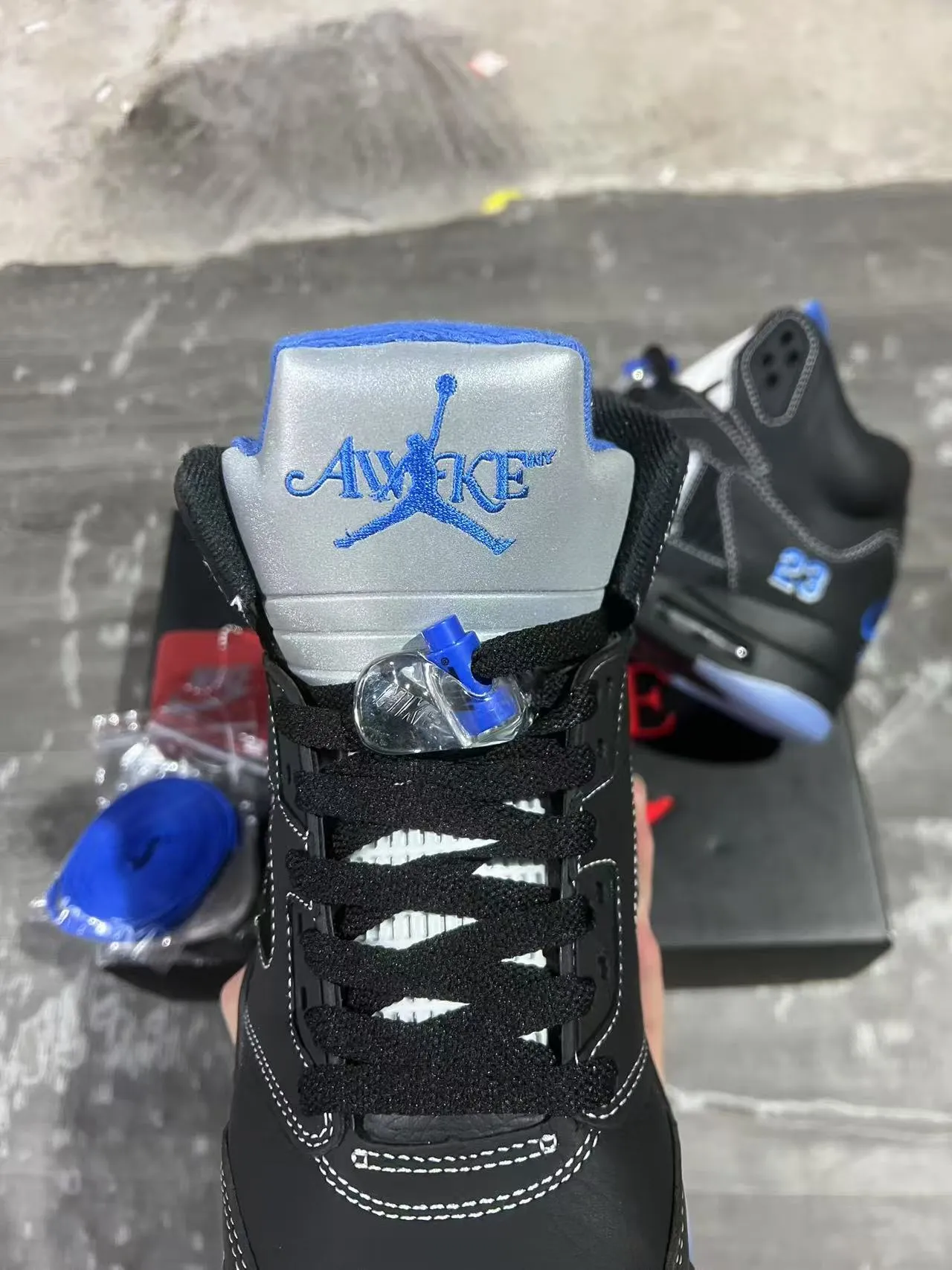 Air Jordan 5 Negro Azul NY 23 Zapatos de Baloncesto 4