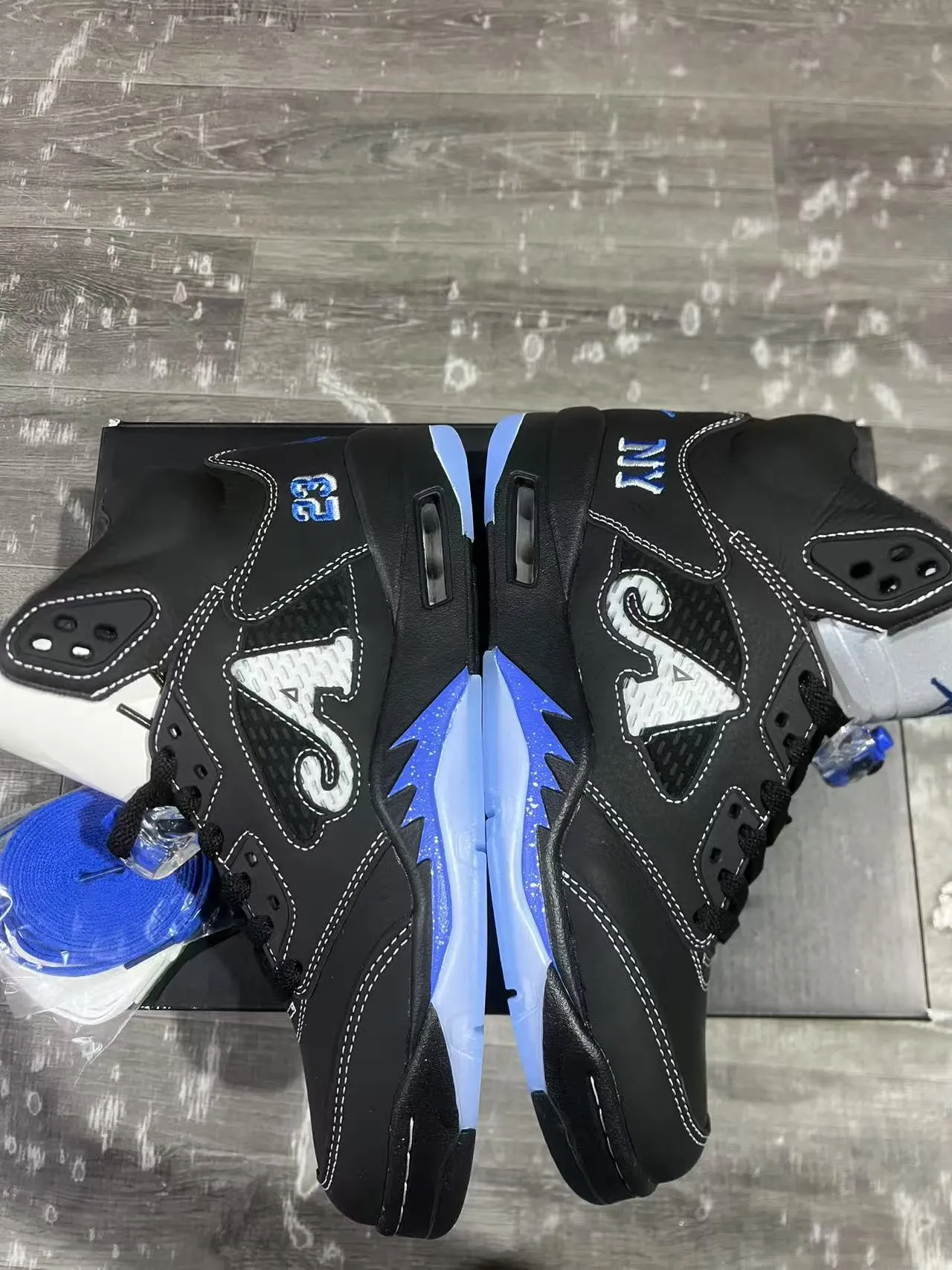 Air Jordan 5 Negro Azul NY 23 Zapatos de Baloncesto 9