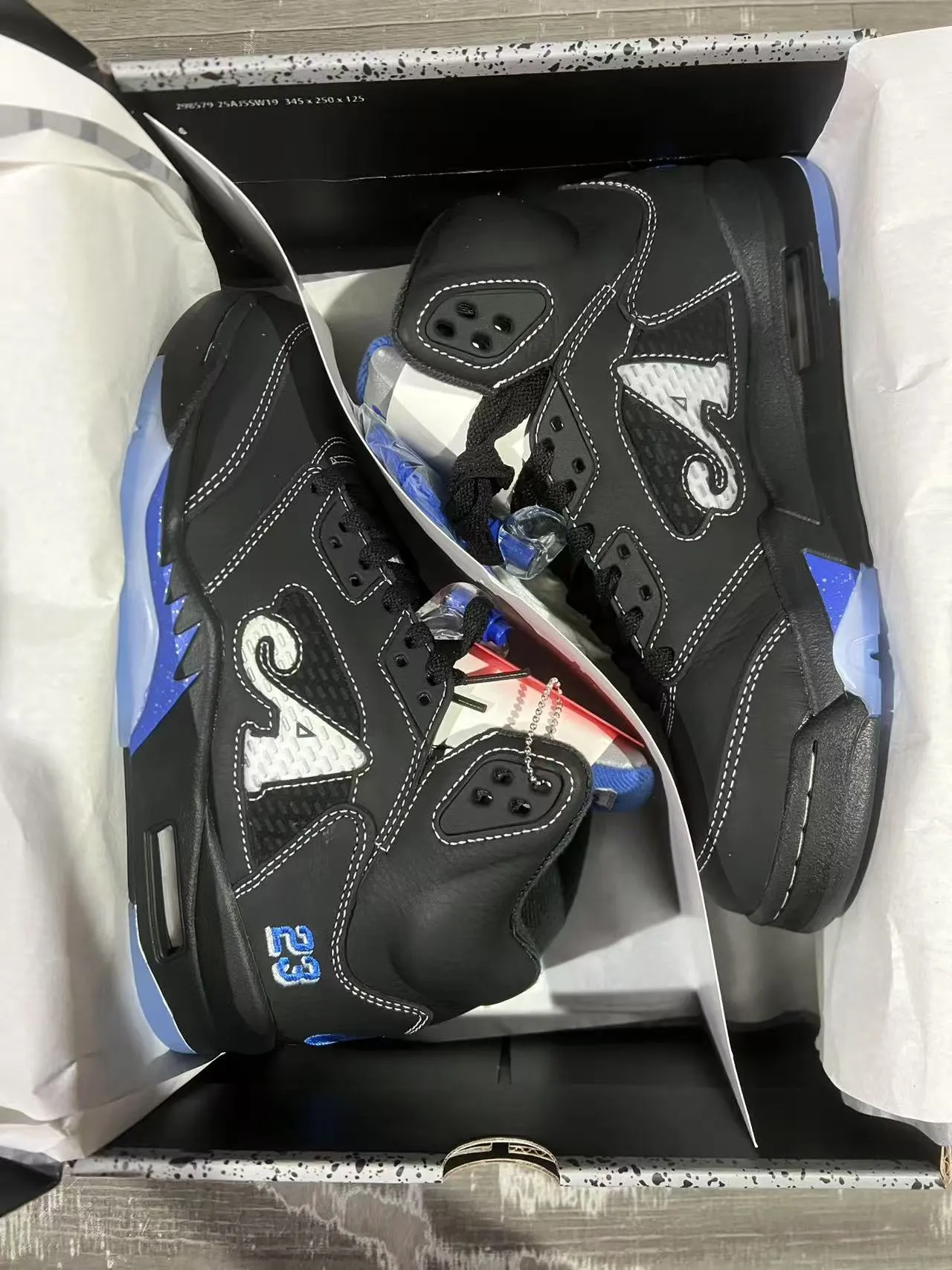 Air Jordan 5 Negro Azul NY 23 Zapatos de Baloncesto 10