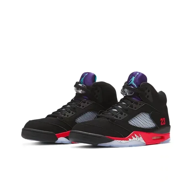 Air Jordan 5 काले लाल नीले बैंगनी बास्केटबॉल जूते 3