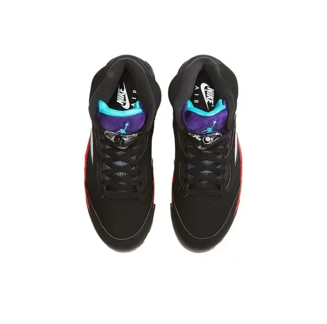 Air Jordan 5 काले लाल नीले बैंगनी बास्केटबॉल जूते 4