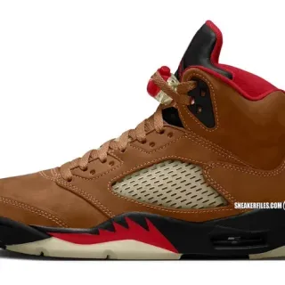 Air Jordan 5 Tan Red Black Tênis de Basquete