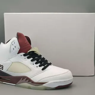 Air Jordan 5 White Burgundy Black tênis de basquete
