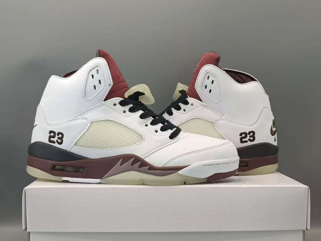 Air Jordan 5 White Burgundy Black tênis de basquete 5