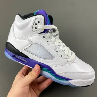 Tênis de basquete Air Jordan 5 branco roxo verde-azulado