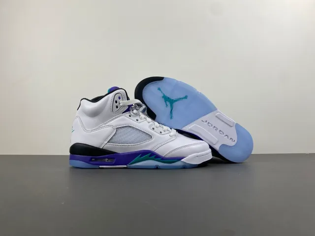 Chaussures de basketball Air Jordan 5 blanc violet sarcelle 12
