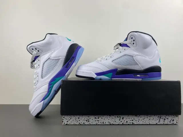 Chaussures de basketball Air Jordan 5 blanc violet sarcelle 14