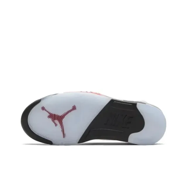 Air Jordan 5 أحذية كرة السلة أبيض أحمر أسود 2