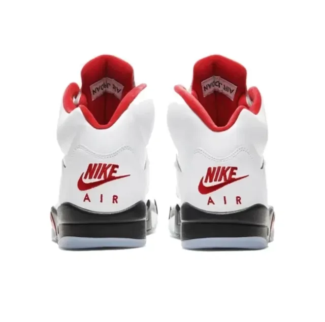 Air Jordan 5 أحذية كرة السلة أبيض أحمر أسود 3