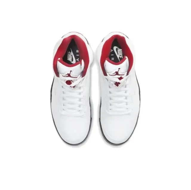 Air Jordan 5 أحذية كرة السلة أبيض أحمر أسود 4