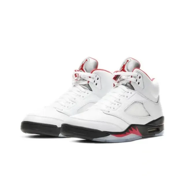 Air Jordan 5 أحذية كرة السلة أبيض أحمر أسود 5