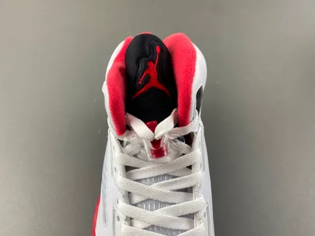 Air Jordan 5 White Red Black Basketball Shoes 6