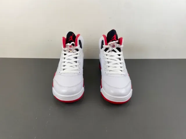 Air Jordan 5 White Red Black Basketball Shoes 11