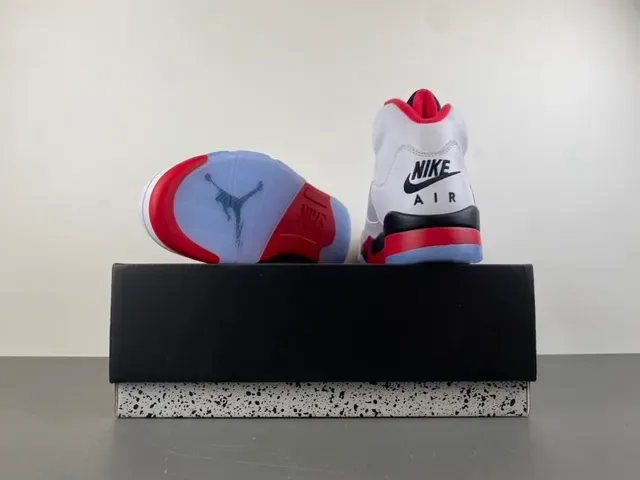 Air Jordan 5 White Red Black Basketball Shoes 16