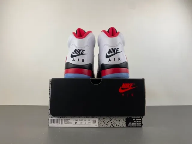 Air Jordan 5 White Red Black Basketball Shoes 17