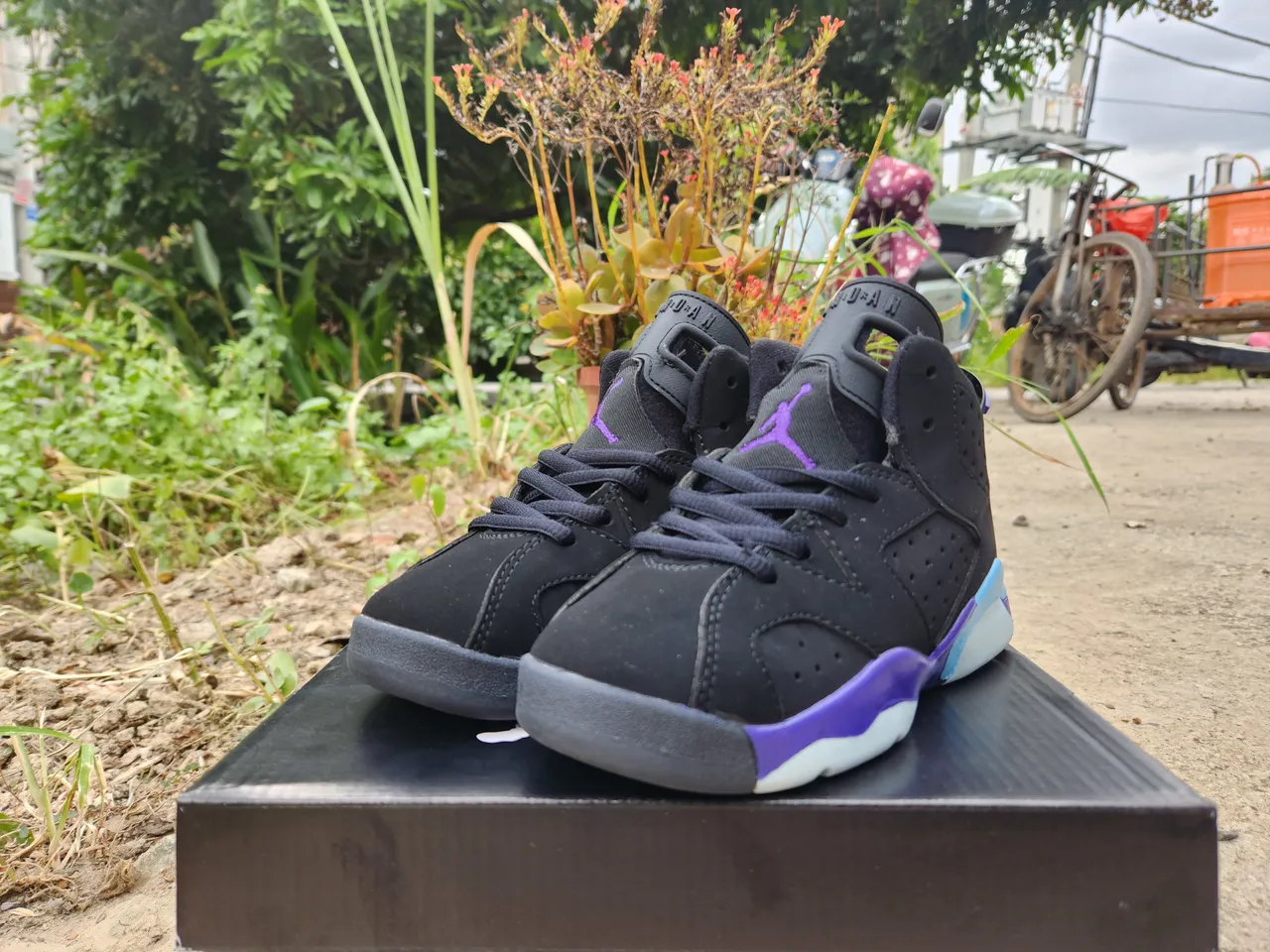 حذاء كرة السلة Air Jordan 6 أسود وأرجواني جليدي 4