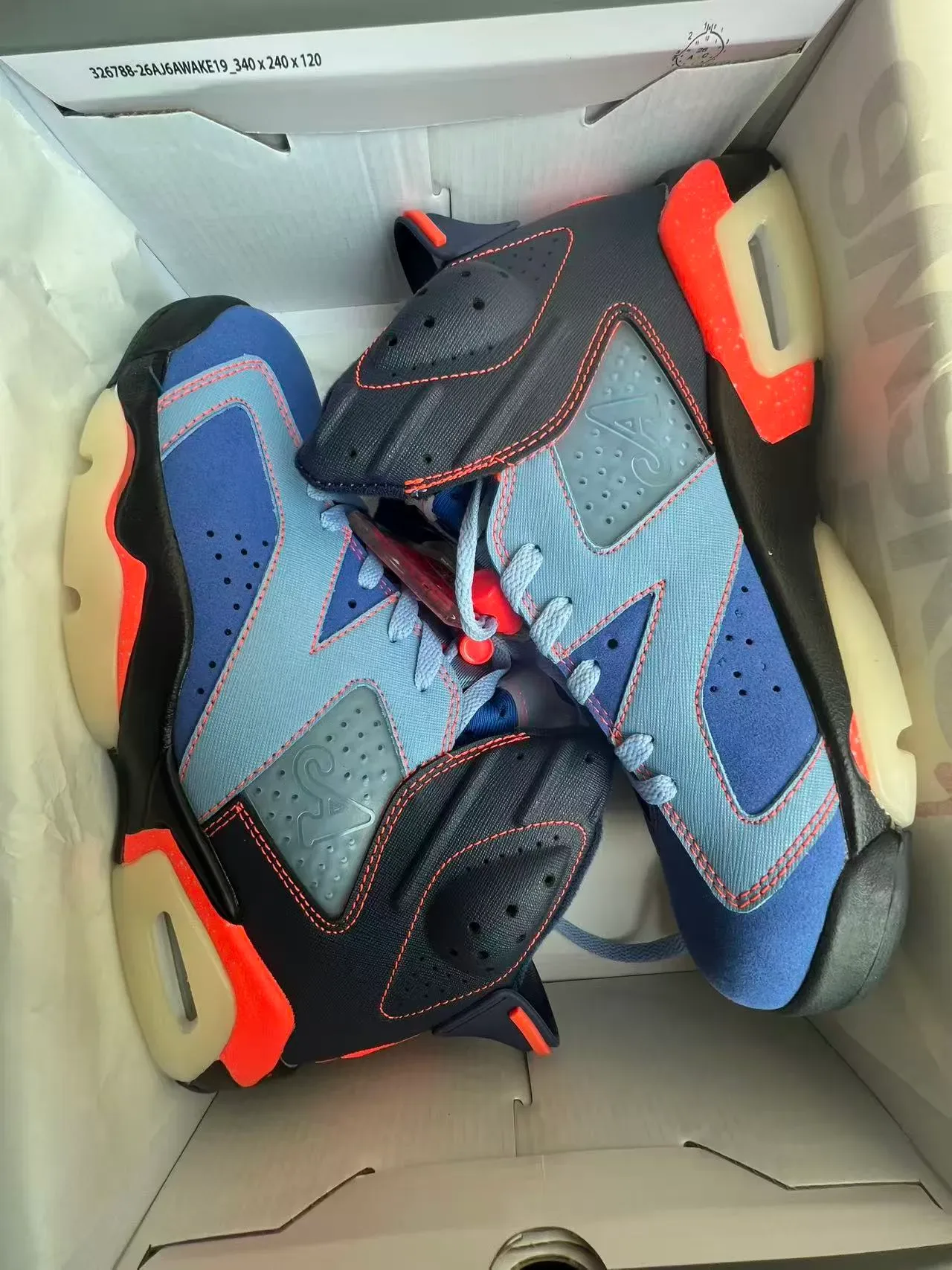 Air Jordan 6 Navy Light Blue Orange बास्केटबॉल जूते 9