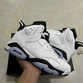 Air Jordan 6 Tênis de Basquete Branco Preto Salpicado
