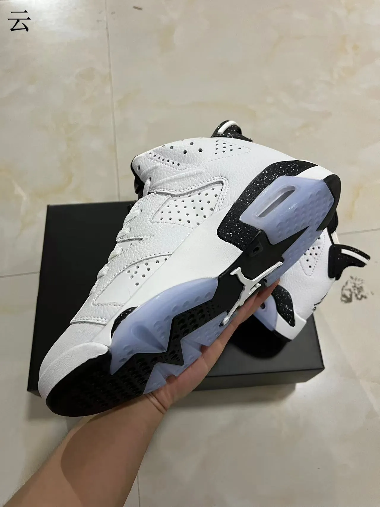 Air Jordan 6 Chaussures de basket blanc noir tacheté 6
