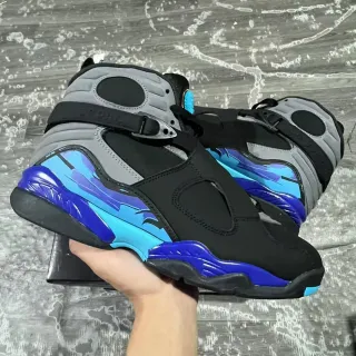 Tênis de basquete Air Jordan 8 preto azul ciano wave