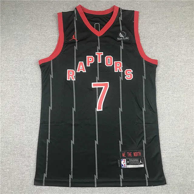 Maillot Air Jordan Toronto Raptors City Edition à rayures éclair noir et rouge 2